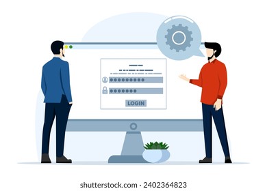 Account login and password concept, Cyber security, Data protection, online registration, confidentiality, Modern flat cartoon style, Vector illustration on a white background.