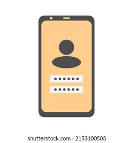 Account login and password form in the smartphone app. minimal vector illustration