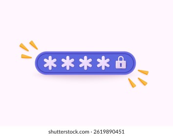 Cuenta Inicio de sesión y Contraseña. Concepto de seguridad. Protección de la Contraseña aislada en el fondo blanco. Ciberprotección. Ilustraciones vectoriales 3D.