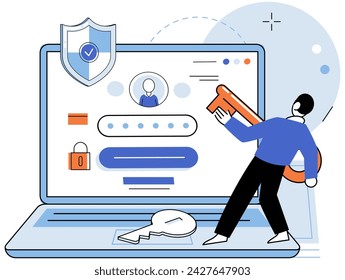Account login. Vector illustration. Designing intuitive user interface enhances login experience for users Technology advancements contribute to evolution secure login systems A robust security system