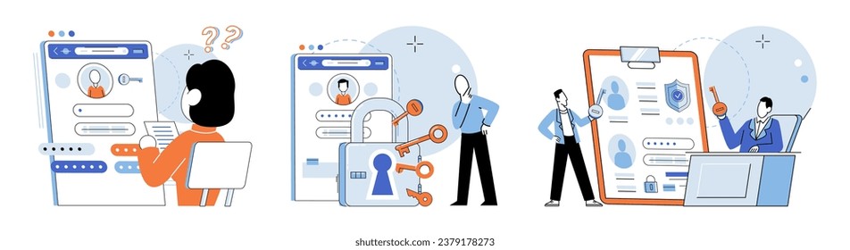 Account login. Vector illustration. Encryption plays vital role in protecting sensitive account information Granting access to authorized users is key aspect account management Privacy measures should