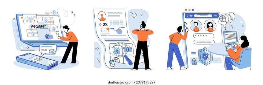 Inicio de sesión de cuenta. Ilustración vectorial. Deben adoptarse medidas de privacidad para proteger los datos de los usuarios durante el inicio de sesión Garantizar la individualidad de cada cuenta es esencial para la seguridad El icono de bloqueo indica el inicio de sesión