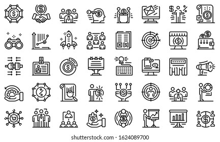 Account manager icons set. Outline set of account manager vector icons for web design isolated on white background