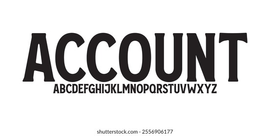 Account, modern abstract digital tech font. Logo creative font, type, technology, movie, digital, music, movie. Font and illustration in vector format.
