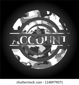 Account on grey camouflaged texture Account on grey camouflaged texture