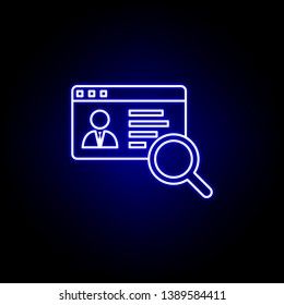 Account, online icon. Elements of Human resources illustration in neon style icon. Signs and symbols can be used for web, logo, mobile app, UI, UX on white background
