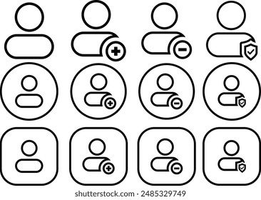 Account outline icon vector. E-commerce account icon set.