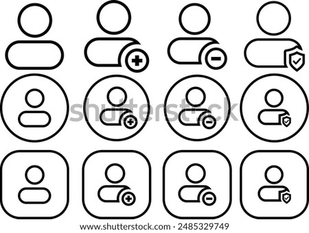 Account outline icon vector. E-commerce account icon set.