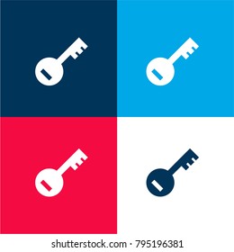 Account PassKey four color material and minimal icon logo set in red and blue