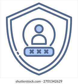 Account Password Blue Icon Vector Illustration