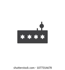 Account password and fishing hook vector icon. filled flat sign for mobile concept and web design. Data phishing, hacking simple solid icon. Symbol, logo illustration. Pixel perfect vector graphics