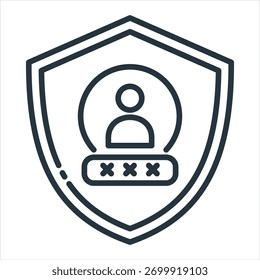 Account Password Outline Icon Vector Illustration