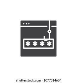 Account password and phishing vector icon. filled flat sign for mobile concept and web design. Password phishing simple solid icon. Symbol, logo illustration. Pixel perfect vector graphics