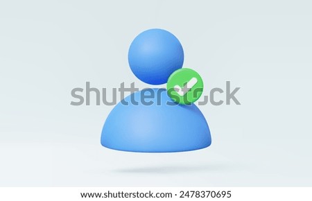 Account profile name 3D vector icon personal online Green correct checkmark unlock username password login web security protection. minimal cartoon style, Eps 10 vector. illustration. elements
