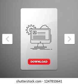 Account, profile, report, edit, Update Line Icon in Carousal Pagination Slider Design & Red Download Button