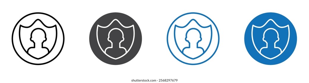 Account protection icon flat editable icon mark set.