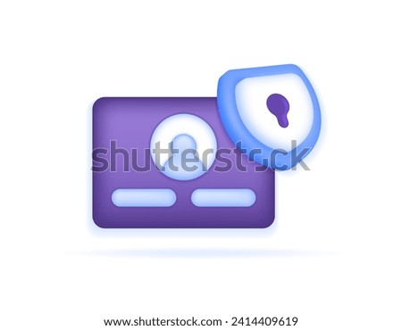 Account protection. User security and privacy. Prevention and safeguarding from theft of account information data. Login page and shields . symbols. Minimalist 3D concept design. graphic elements