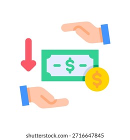 Symbol für Debitorenkonto, flach, Vektorgrafik