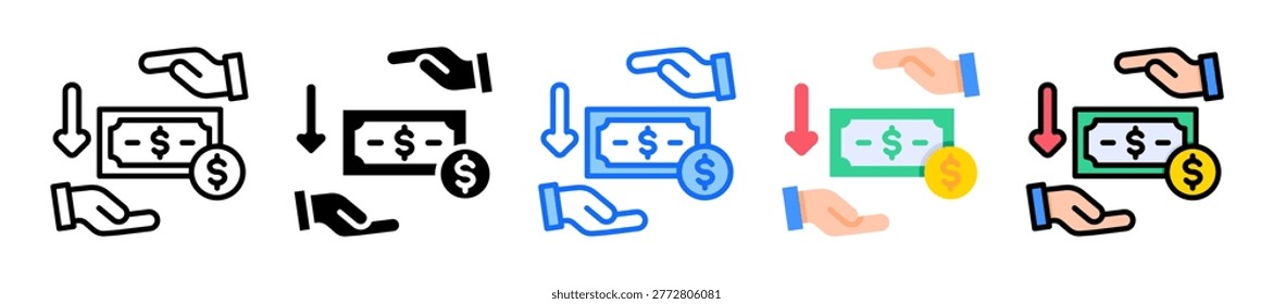 Account Receivable Icon Set Multiple Style Collection Vector Illustration