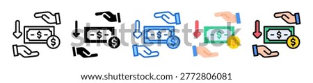 Account Receivable Icon Set Multiple Style Collection Vector Illustration