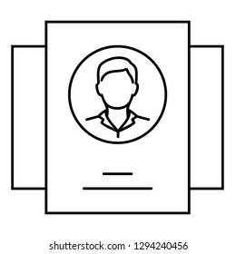 Account register. Vector outline icon isolated on white background.