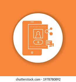 Account registration color glyph icon. Social media information sign. Create blog in smartphone. Pictogram for web page, mobile app, promo. UI UX GUI design element.