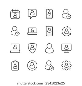 account related icon set. Editable stroke. Pixel Perfect 24x24px icons