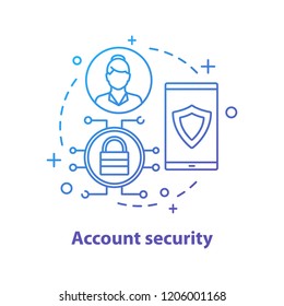 Account security concept icon. Cyber security idea thin line illustration. Safe authorization. User account safety. Vector isolated outline drawing