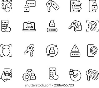 Desbloqueo de iconos vectoriales de seguridad de cuenta