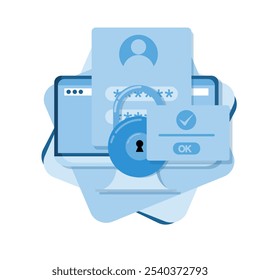 Account Security. Illustration of account data security. for website, mobile and banner templates. flat vector. eps 5