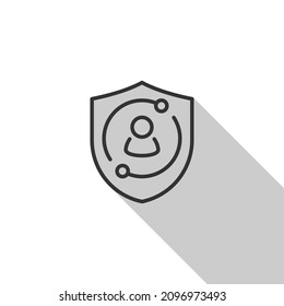 Account security, insurance vector icon, flat design, line, outline, long shadow