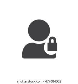 account security symbol. user with lock icon vector, solid logo illustration, pictogram isolated on white