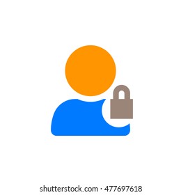 account security symbol. user with lock icon vector, solid logo illustration, colorful pictogram isolated on white