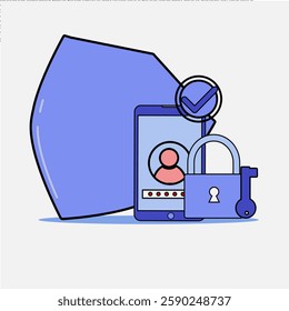 Account security or verification password banner design with minimalist security illustration for mobile and website
