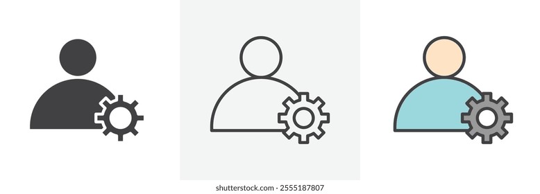Account settings icon collection in black and colored style.