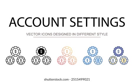 Account Settings icon design with white background stock illustration