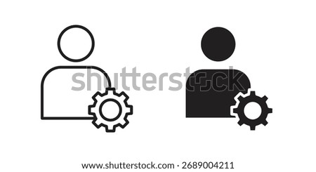 Account settings icon flat black and white logo