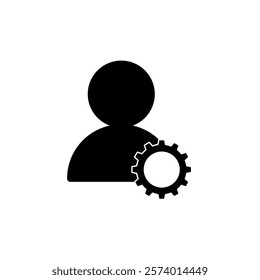 account settings icon, simple flat style, logo sign symbol vector illustration pictogram, isolated on white for mobile app