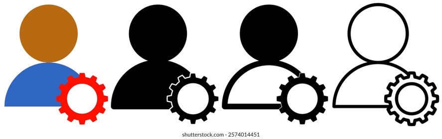 account settings icon, simple flat style, logo sign symbol vector illustration pictogram, isolated on white for mobile app