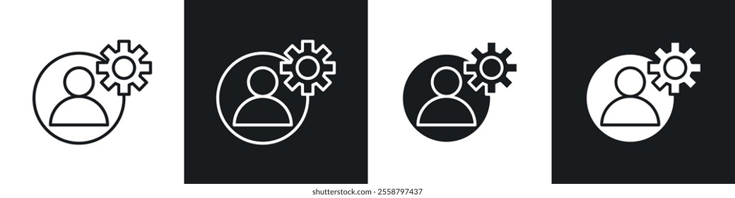 Account settings icon vector collection in black and white.
