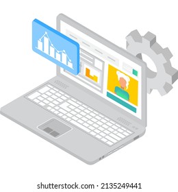 Account Settings Icon. Vector Web Configuration Sign. Smart Technology System, Online Mail Service Development Isometric 3d