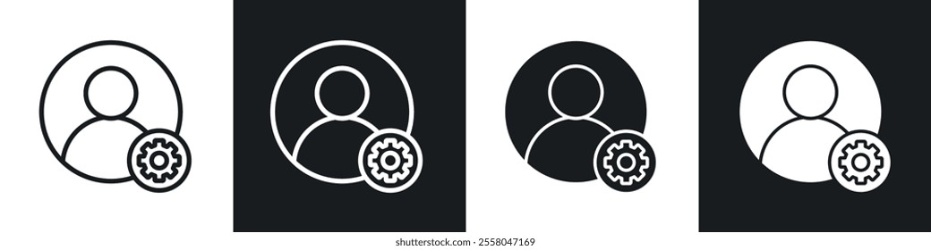 Account settings icons pack in black and white filled and outlined versions.