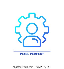 Account settings pixel perfect gradient linear vector icon. Social media profile. Authorized user customization. Thin line color symbol. Modern style pictogram. Vector isolated outline drawing