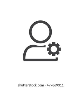 Account Settings Symbol. User With Gearwheel Line Icon, Outline Vector Logo Illustration, Linear Pictogram Isolated On White