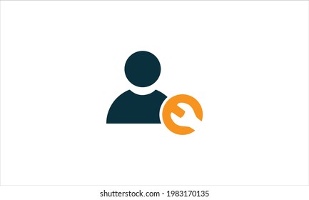 account settings symbol or  user with setting spanner icon logo design vetor template 