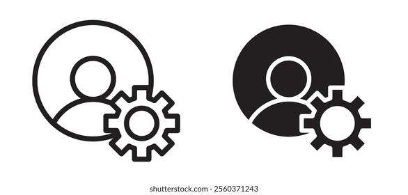 Account settings vector icon set in black color.