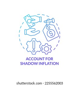 Account for shadow inflation blue gradient concept icon. How can consumers deal with inflation abstract idea thin line illustration. Isolated outline drawing. Myriad Pro-Bold font used