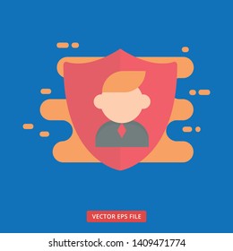 Account shield protection flat modern vector icon