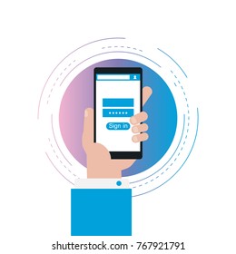 Account sign in gradient color vector illustration design. User interface login and account registration, site access authorization. Design for web banners and apps
