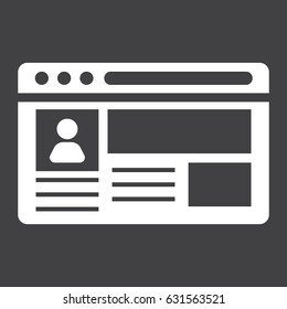 Account solid icon, social media and website button, vector graphics, a filled pattern on a black background, eps 10.